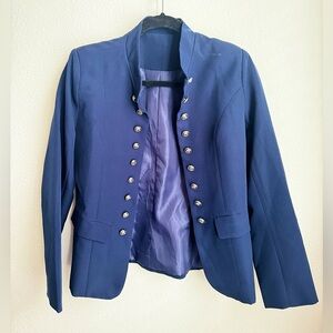 Navy Blue Double-Breasted Military Blazer Jacket - Sz. M